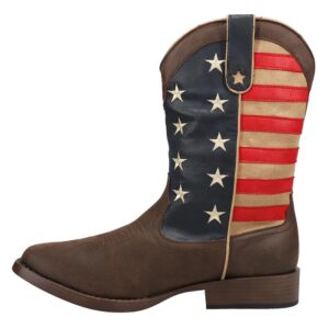 roper mens american patriotic square toe casual boots mid calf - blue, brown, red - size 10.5 d