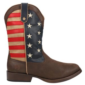 ROPER Mens American Patriotic Square Toe Casual Boots Mid Calf - Blue, Brown, Red - Size 10.5 D