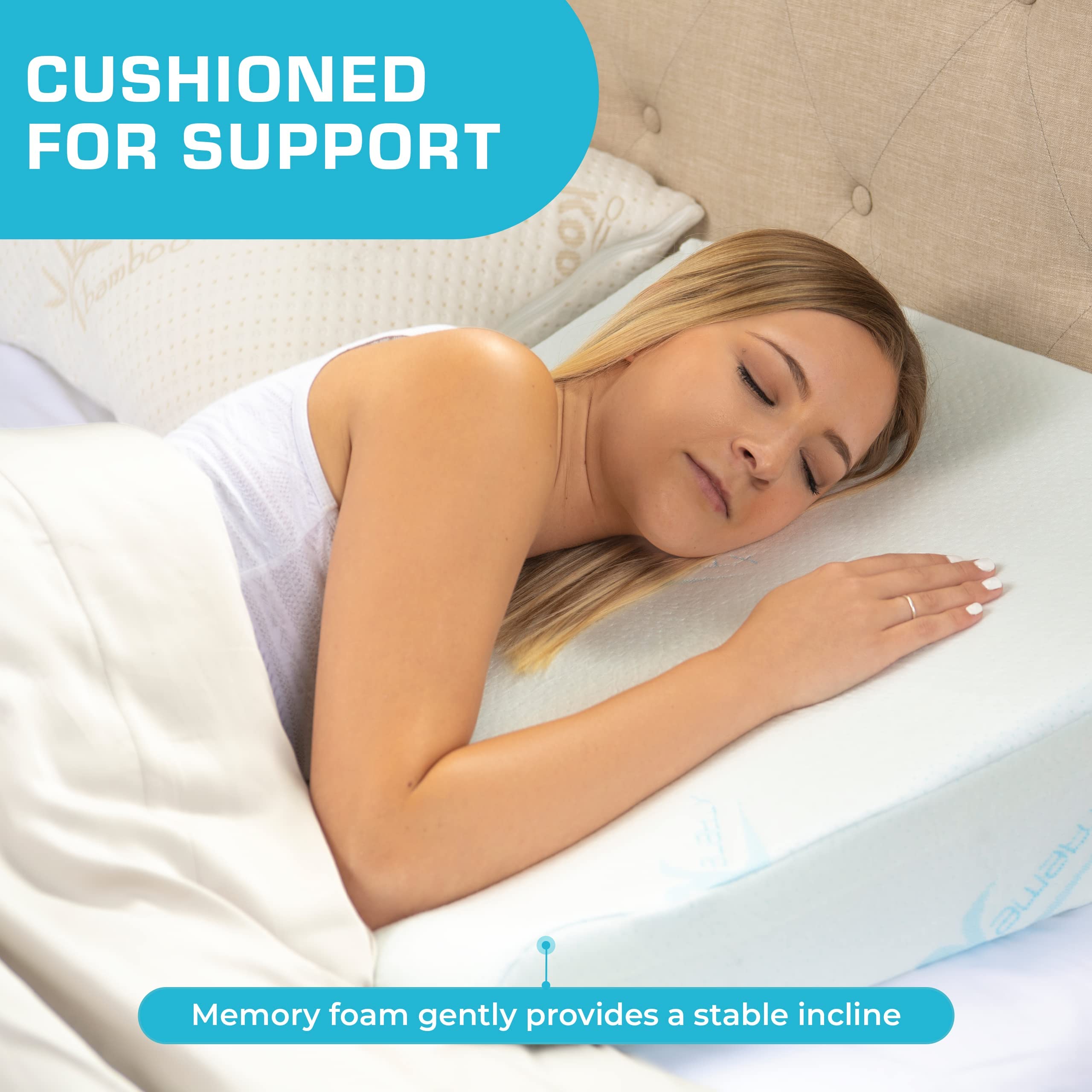 Xtreme Comforts Wedge Pillows - 7" Memory Foam Bed Wedge Pillow for Sleeping (1Pk)