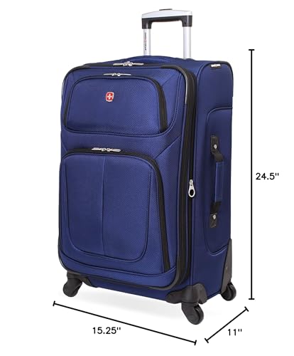 SwissGear Sion Softside Expandable Luggage, Blue, Checked-Medium 25-Inch