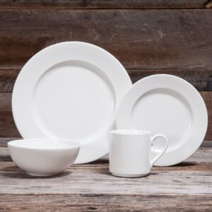 Fortessa Ilona Fortaluxe SuperWhite Vitrified China Dinnerware, 16-Piece Place Setting, Service for 4