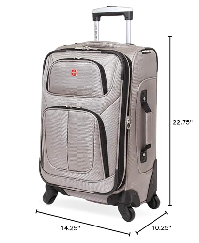 SwissGear Sion Softside Expandable Luggage, Pewter, Carry-On 21-Inch