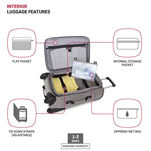 SwissGear Sion Softside Expandable Luggage, Pewter, Carry-On 21-Inch