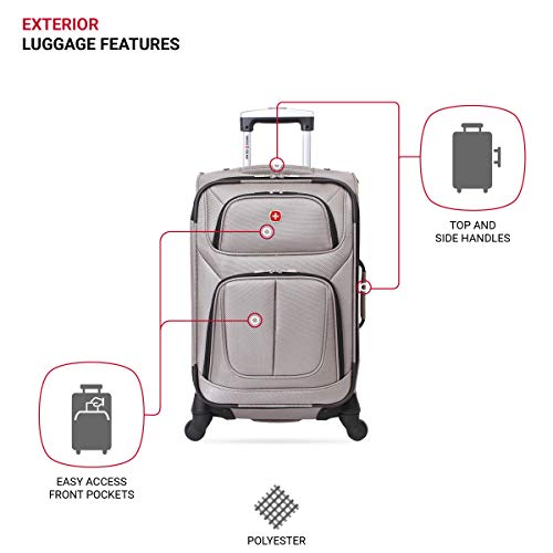 SwissGear Sion Softside Expandable Luggage, Pewter, Carry-On 21-Inch