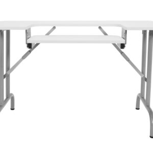 Sew Ready Folding Multipurpose Sewing Table - 47.5" W x 28" D Foldable White Hobby and Sewing Machine Table with Adjustable Shelf - Can Also Be Used as Computer Desk