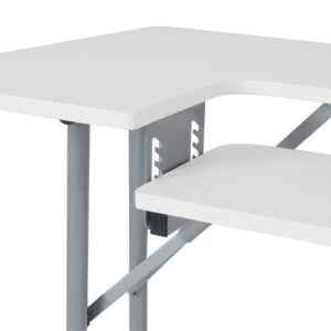 Sew Ready Folding Multipurpose Sewing Table - 47.5" W x 28" D Foldable White Hobby and Sewing Machine Table with Adjustable Shelf - Can Also Be Used as Computer Desk