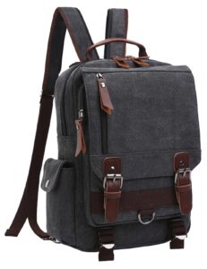 mygreen sling canvas cross body messenger bag shoulder backpack (black-zipper shoulder)