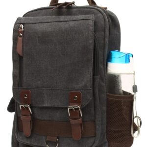 mygreen Sling Canvas Cross Body Messenger Bag Shoulder Backpack (Black-Zipper Shoulder)