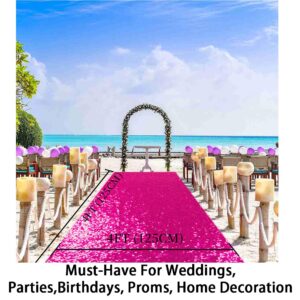 ShinyBeauty 4FTx15FT-Sequin Aisle Runner-Fuchsia Sparkly Carpet Runner for Wedding/Christmas/Thanksgiving Decor