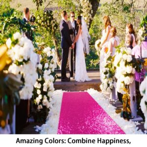 ShinyBeauty 4FTx15FT-Sequin Aisle Runner-Fuchsia Sparkly Carpet Runner for Wedding/Christmas/Thanksgiving Decor