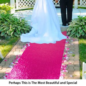 ShinyBeauty 4FTx15FT-Sequin Aisle Runner-Fuchsia Sparkly Carpet Runner for Wedding/Christmas/Thanksgiving Decor