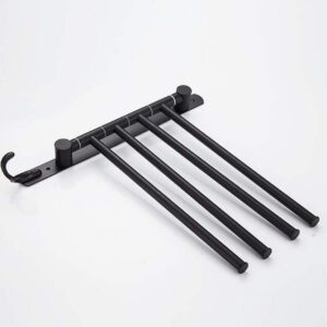 ELLO&ALLO Oil Rubbed Bronze Towel Bars for Bathroom Wall Mounted Swivel Towel Rack Holder with Hooks 4-Arm