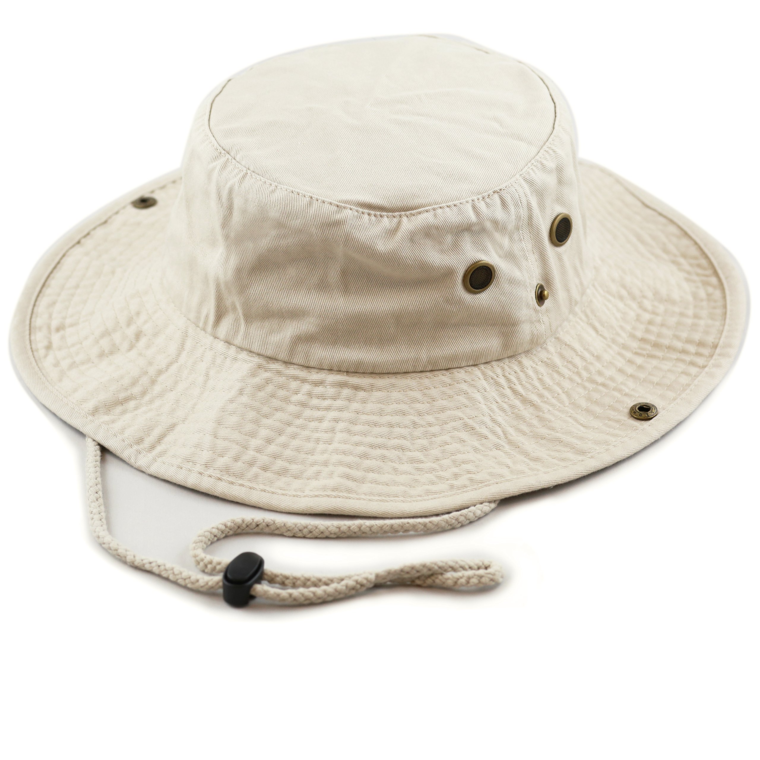 The Hat Depot 300N1510 Wide Brim Foldable Double-Sided Outdoor Boonie Bucket Hat (L/XL, 2. Cotton - Putty)