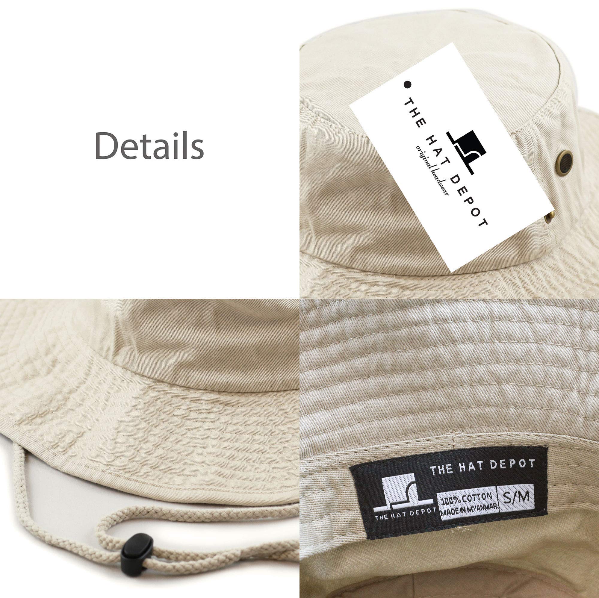 The Hat Depot 300N1510 Wide Brim Foldable Double-Sided Outdoor Boonie Bucket Hat (L/XL, 2. Cotton - Putty)