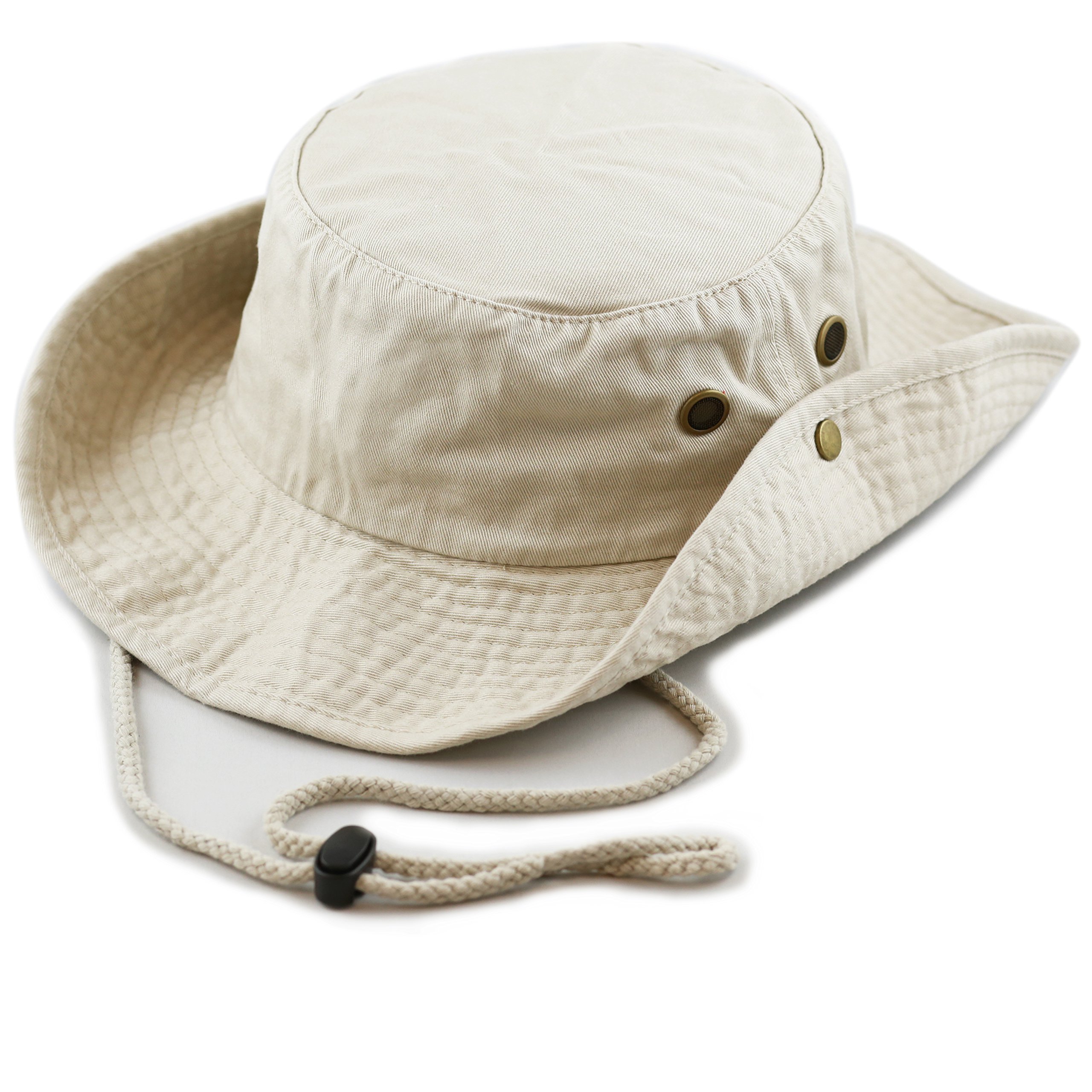 The Hat Depot 300N1510 Wide Brim Foldable Double-Sided Outdoor Boonie Bucket Hat (L/XL, 2. Cotton - Putty)