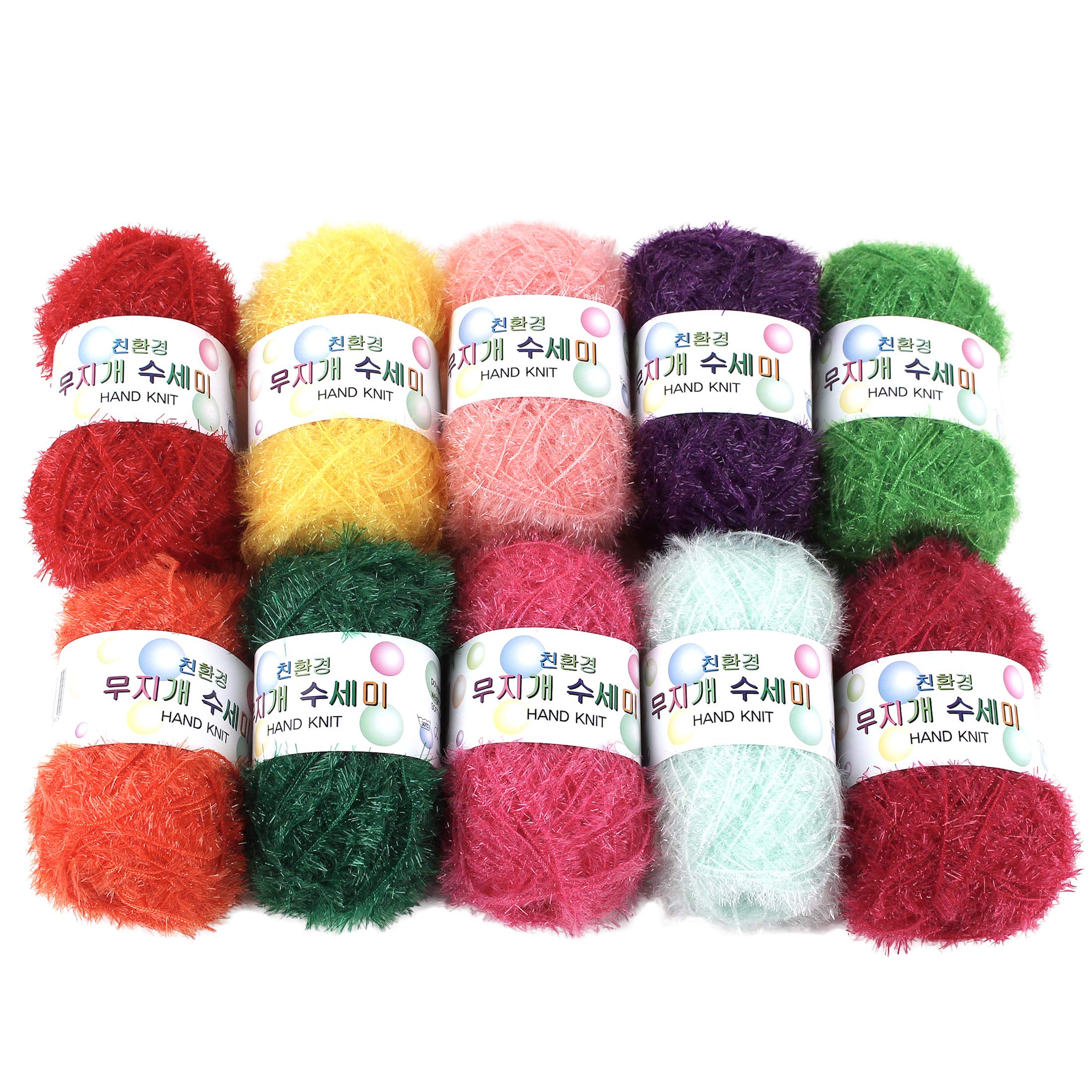 Rainbow Crochet Yarn 10 Skeins Assorted Colors 100% Polyester