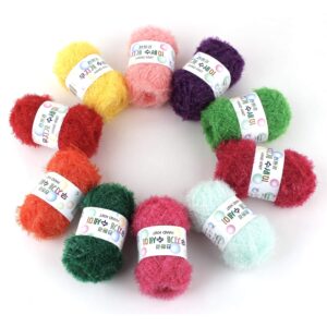 Rainbow Crochet Yarn 10 Skeins Assorted Colors 100% Polyester