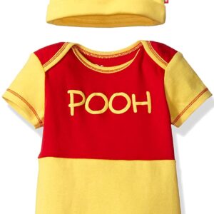 Disney Boys' Winnie the Pooh Bodysuit with Cap Set, Yellow, 3/6M