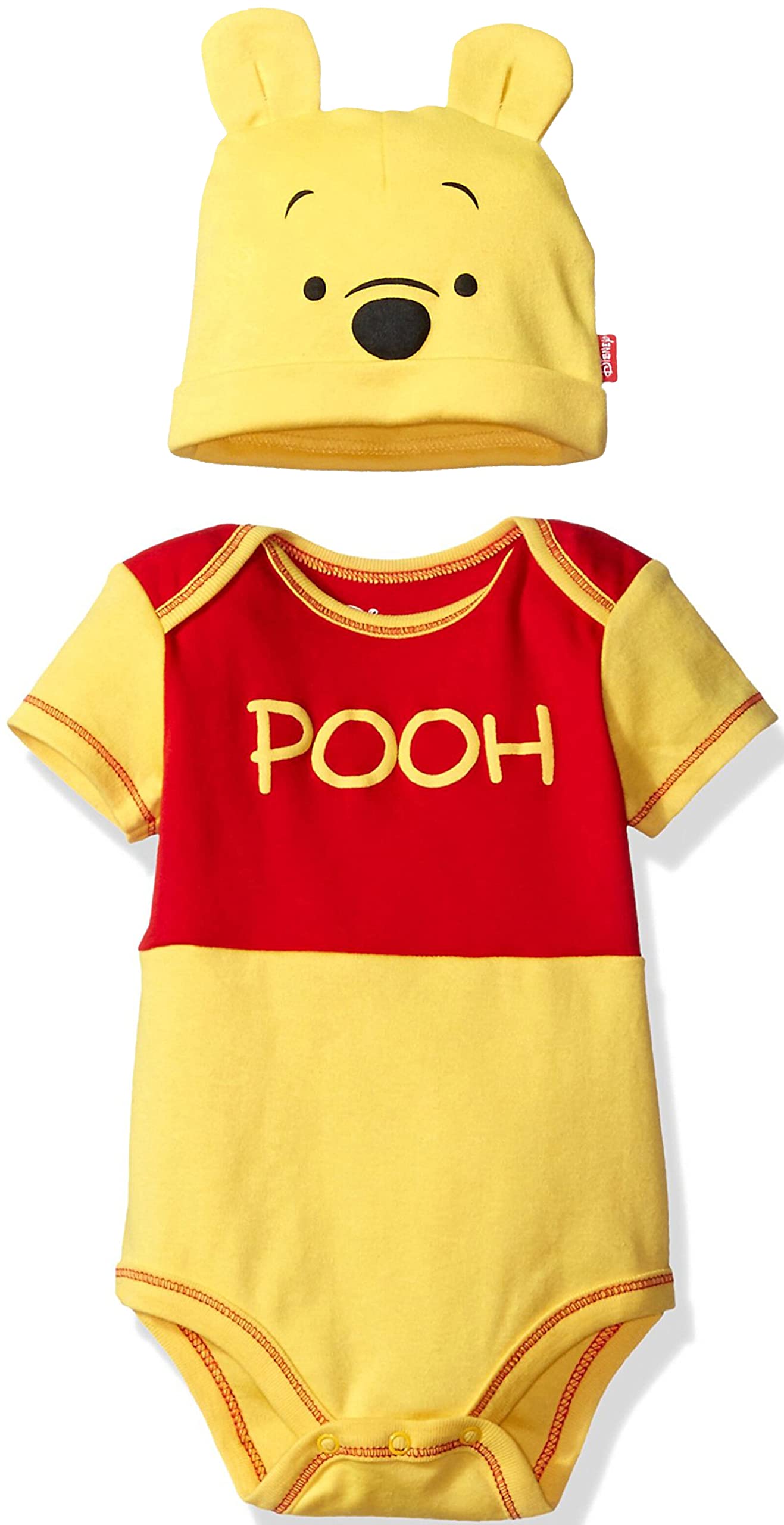 Disney Boys' Winnie the Pooh Bodysuit with Cap Set, Yellow, 3/6M