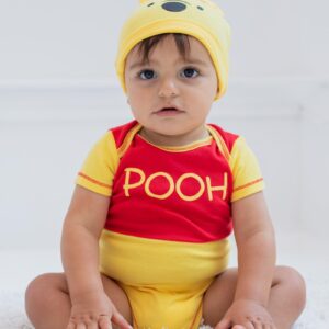 Disney Boys' Winnie the Pooh Bodysuit with Cap Set, Yellow, 3/6M