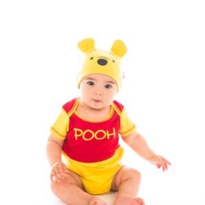 Disney Boys' Winnie the Pooh Bodysuit with Cap Set, Yellow, 3/6M