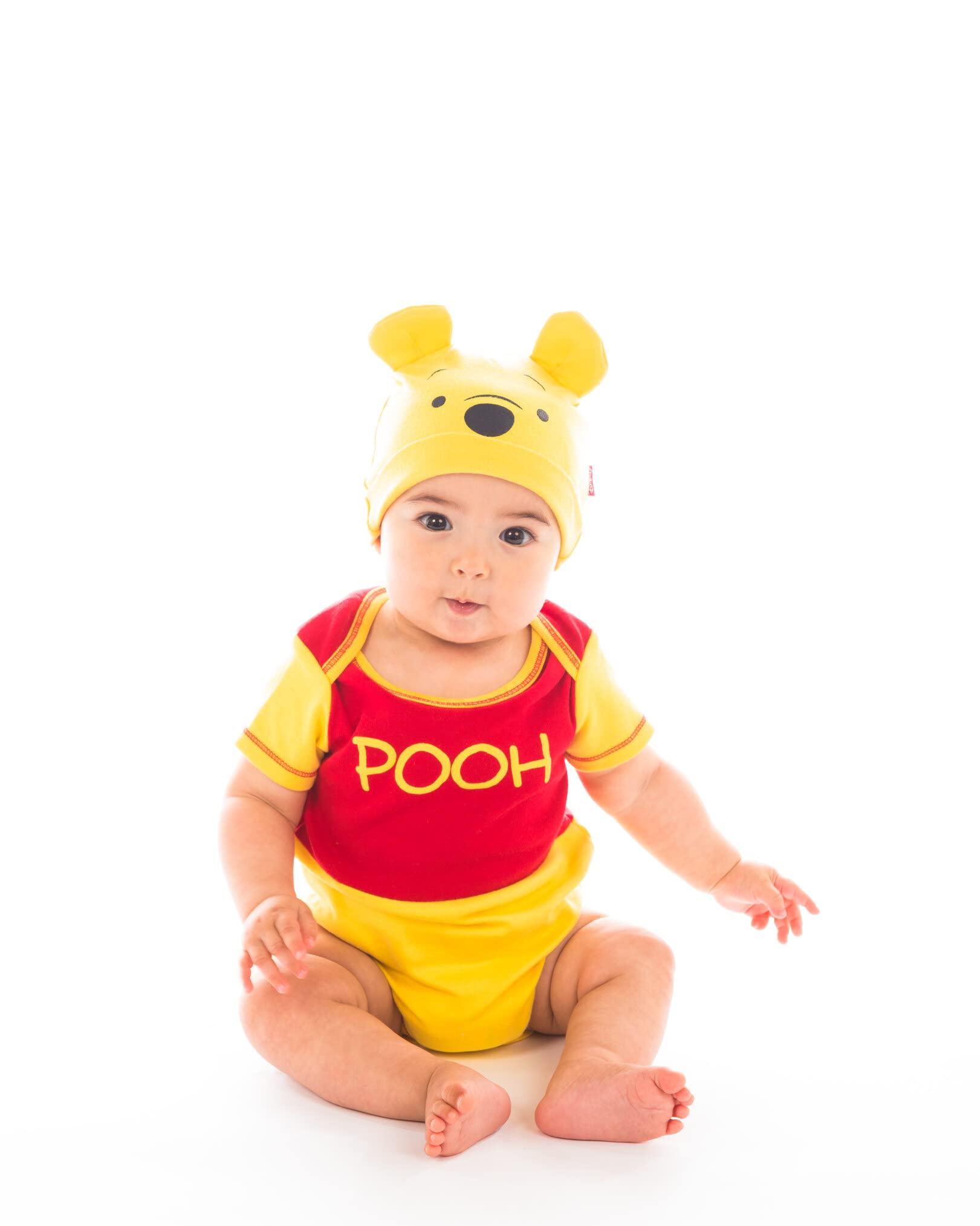 Disney Boys' Winnie the Pooh Bodysuit with Cap Set, Yellow, 3/6M