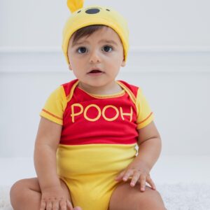 Disney Boys' Winnie the Pooh Bodysuit with Cap Set, Yellow, 3/6M