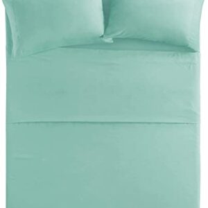 Comfort Spaces CS20-0116 Microfiber Set 14" Deep Pocket, Wrinkle Resistant All Around Elastic-Year-Round Cozy Bedding Sheet, Matching Pillow Cases, Twin, Aqua