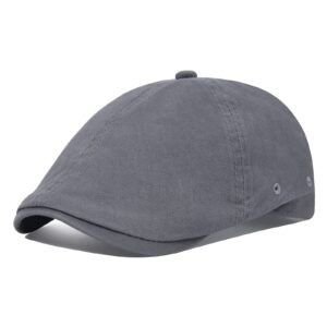 voboom cotton washing flat cap cabbie hat gatsby ivy irish hunting newsboy (dark grey)