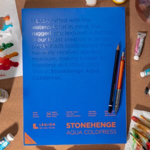 Stonehenge Aqua White Medium Weight Block, 140lb, Coldpress, 15 Sheets for Wet and Dry Media (12X16)