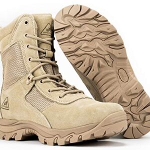 Ryno Gear Tactical Combat Boots with CoolMax Lining (Beige) (8, 12)