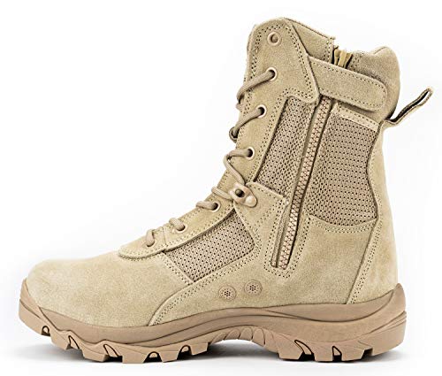 Ryno Gear Tactical Combat Boots with CoolMax Lining (Beige) (8, 12)