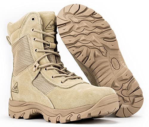 Ryno Gear Tactical Combat Boots with CoolMax Lining (Beige) (8, 12)