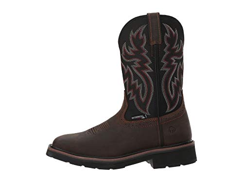 Wolverine Mens Rancher Wp St 10in Work Boot, Black/Brown, 9 US