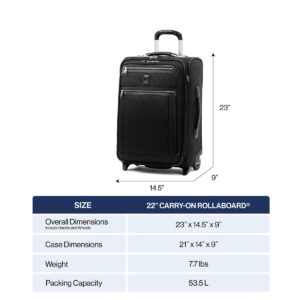 Travelpro Platinum Elite Softside Expandable Carry on Luggage, 2 Wheel Upright Suitcase, USB Port, Men and Women, Shadow Black, Carry On 22-Inch