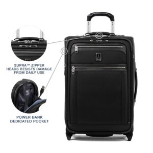 Travelpro Platinum Elite Softside Expandable Carry on Luggage, 2 Wheel Upright Suitcase, USB Port, Men and Women, Shadow Black, Carry On 22-Inch