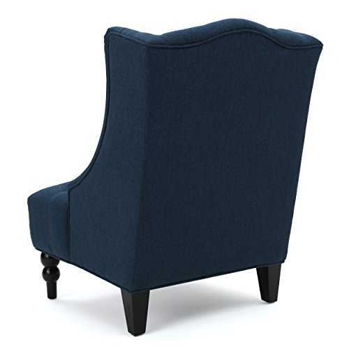 Christopher Knight Home Toddman High-Back Fabric Club Chair, Dark Blue 33.75D x 27.25W x 38.5H in