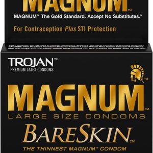 TROJAN Magnum Bareskin Lubricated Condoms 3 ea (Pack of 12)