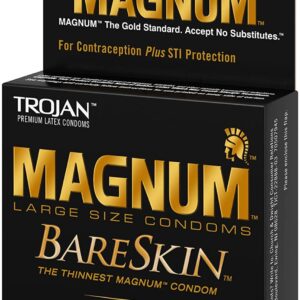 TROJAN Magnum Bareskin Lubricated Condoms 3 ea (Pack of 12)