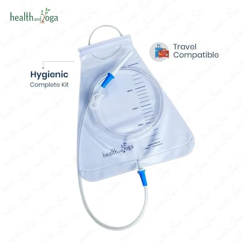 HealthAndYoga™ MovNFlo Super Economical Enema Bag Kit (2 Quart) - 2 pcs - BPA and Latex Free - Foldable and Compact - Travel Compatible for Fleet Enema Anal Douche (2 Pieces)