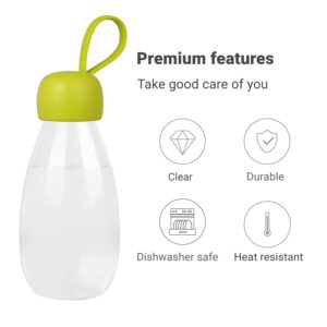 emoi BPA Free Water Bottle, 12oz/360ml Cute Water Bottle with Carrying Strap, Ideal for Kids Boys Girls Students Women Healthy Hydration-Green