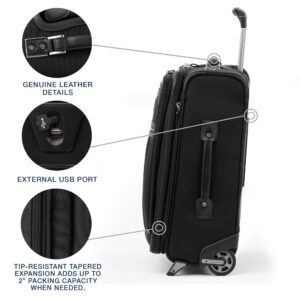 Travelpro Platinum Elite Softside Expandable Carry on Luggage, 2 Wheel Upright Suitcase, USB Port, Men and Women, International, Shadow Black, Carry On 20-Inch