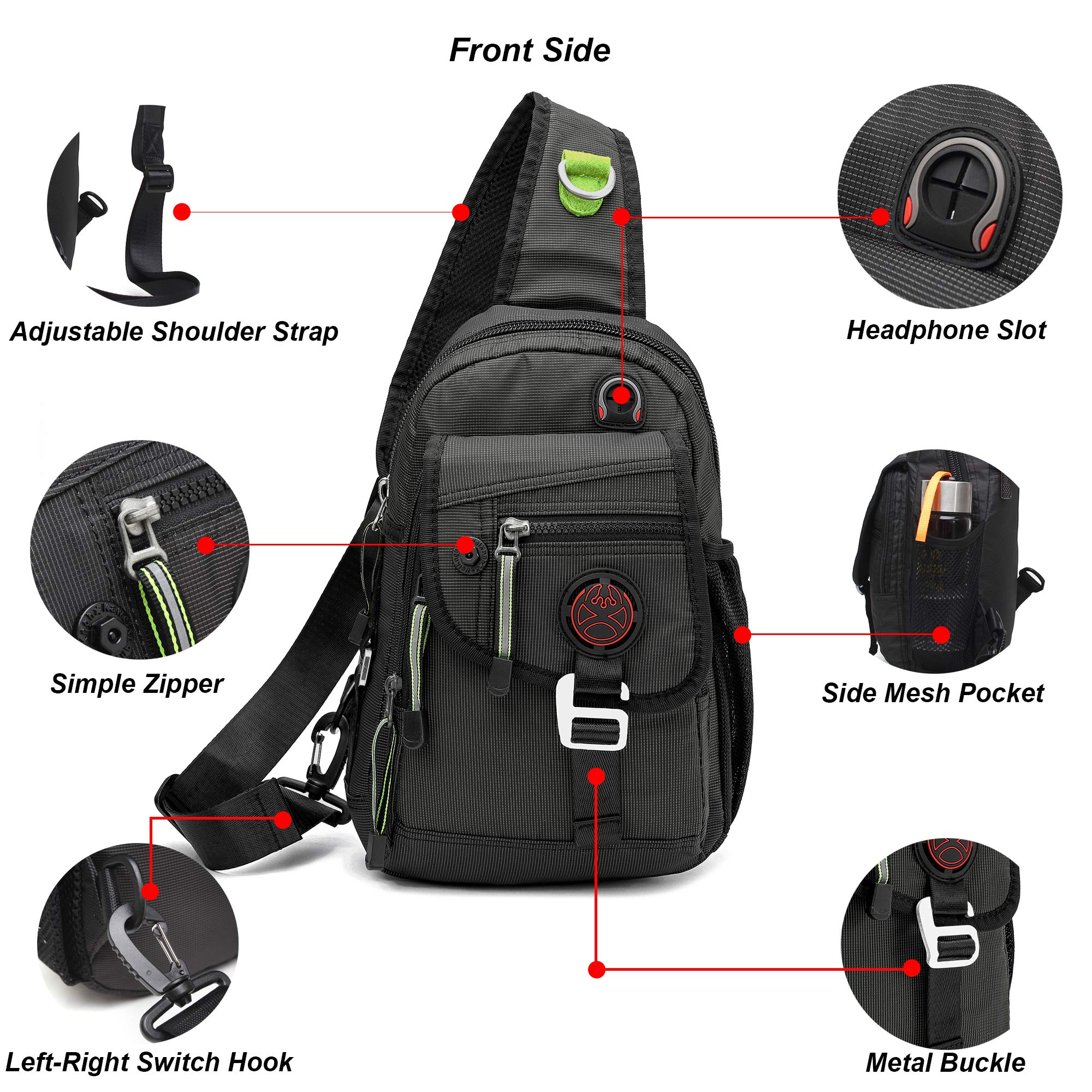 NICGID Sling Bag Chest Shoulder Backpack Crossbody Bags for iPad Tablet Outdoor Hiking Men Women