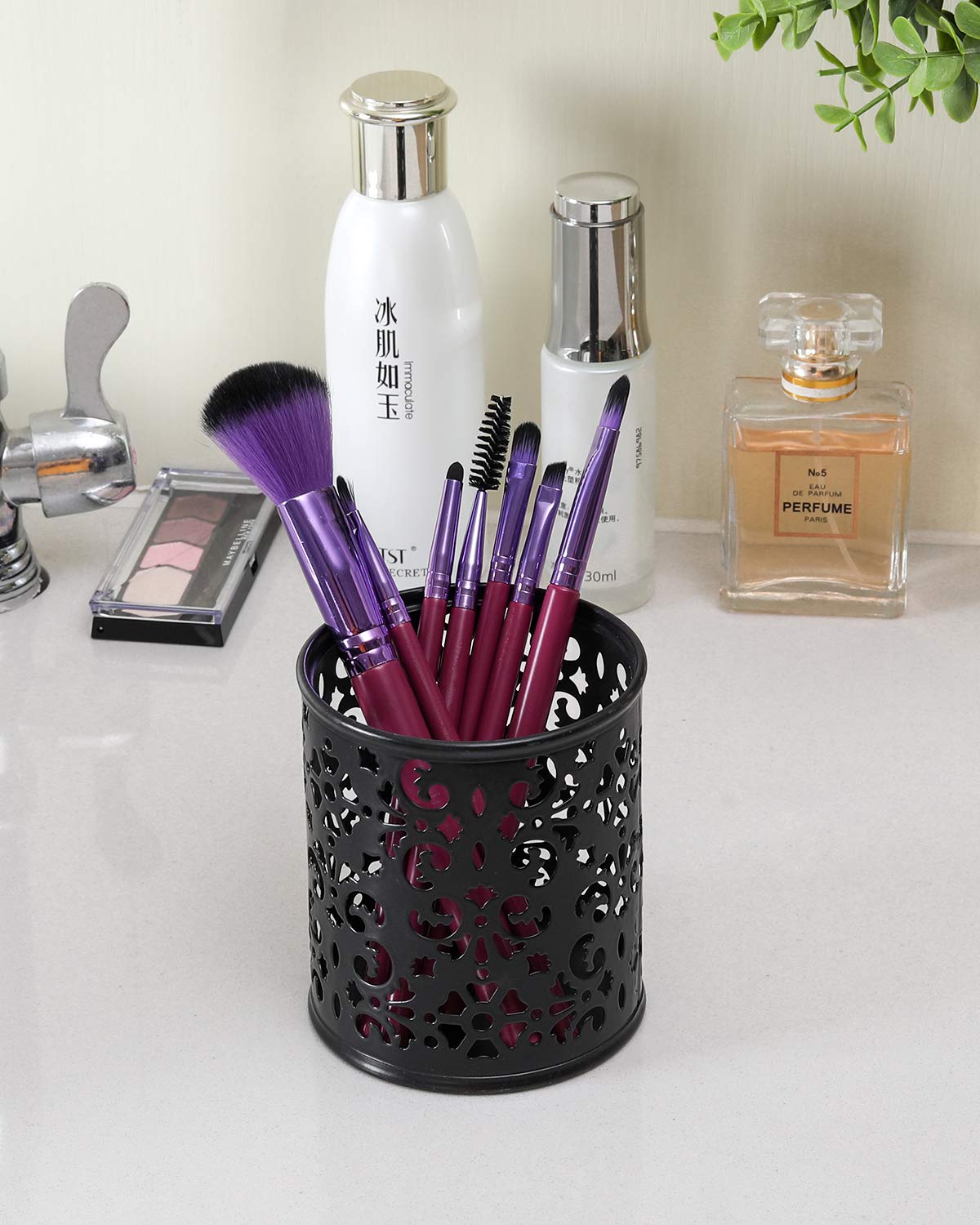 EasyPAG Metal 2-Piece Pen Holder Set Desk Accessories & Workspace Organizers for Classroom, School & Office,Black