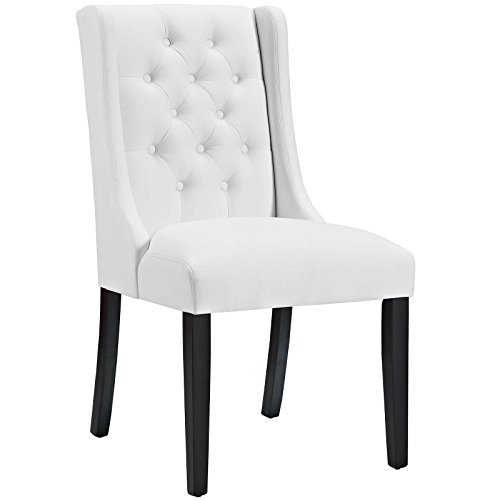 Modway Baronet Modern Tufted Vegan Leather Upholstered Dining Chair in White