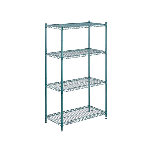 4-Shelf Wire Shelving Unit, Green Finish, 18"W x 36"L x 63"H