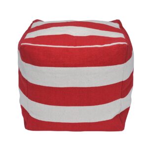 Urban Shop Striped Square Pouf, Red