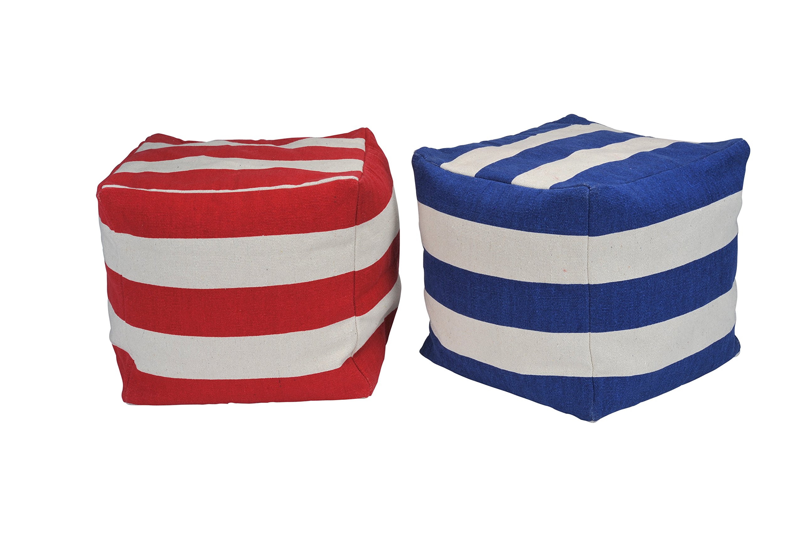 Urban Shop Striped Square Pouf, Red