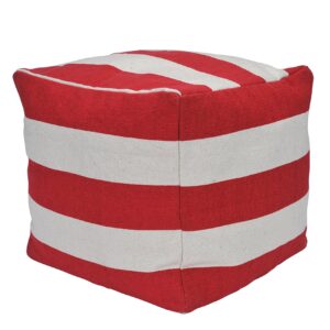 Urban Shop Striped Square Pouf, Red