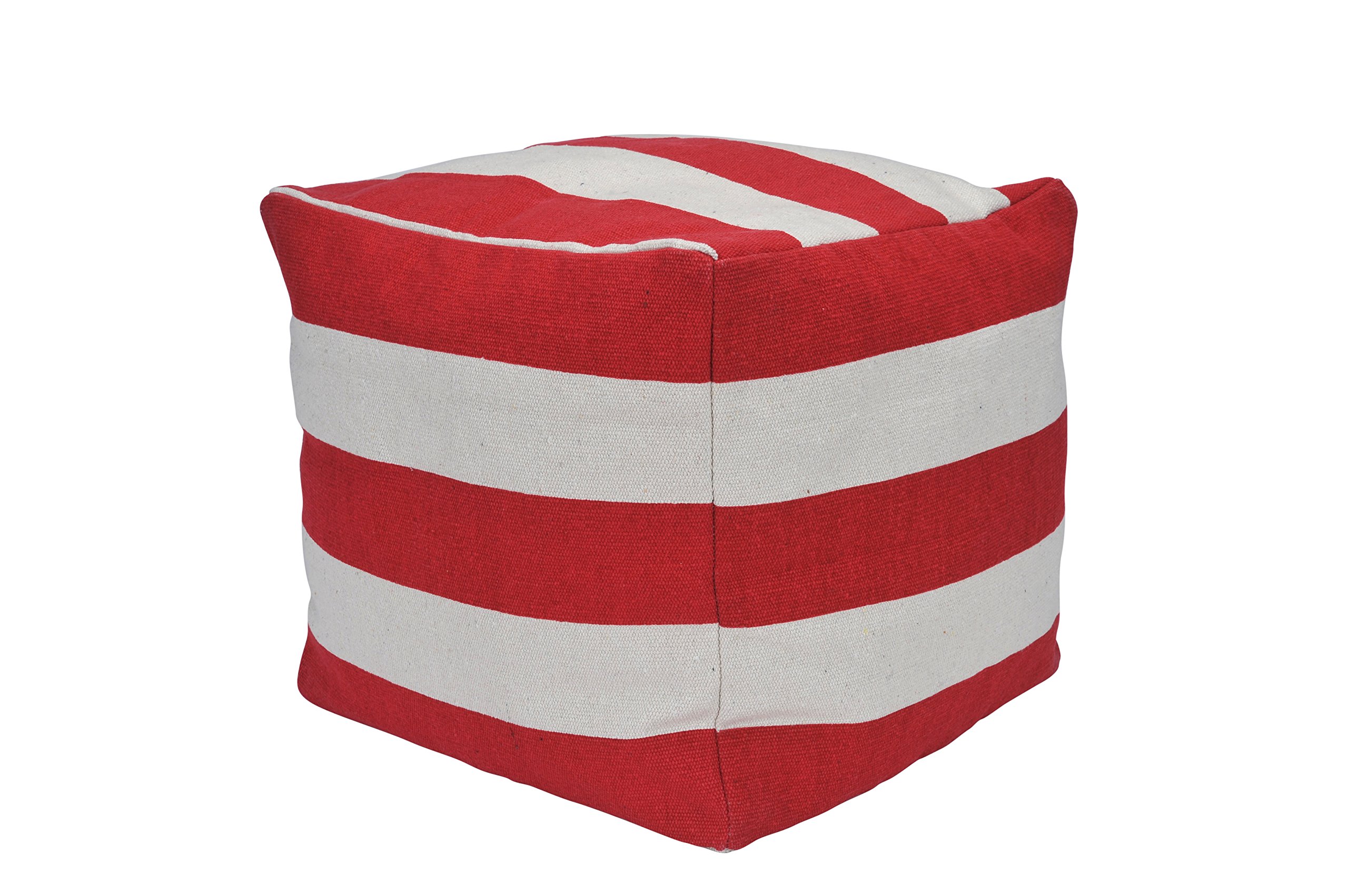 Urban Shop Striped Square Pouf, Red